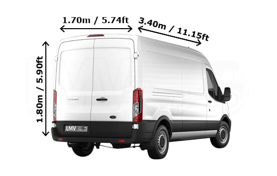 Large Van - Back View Dimension